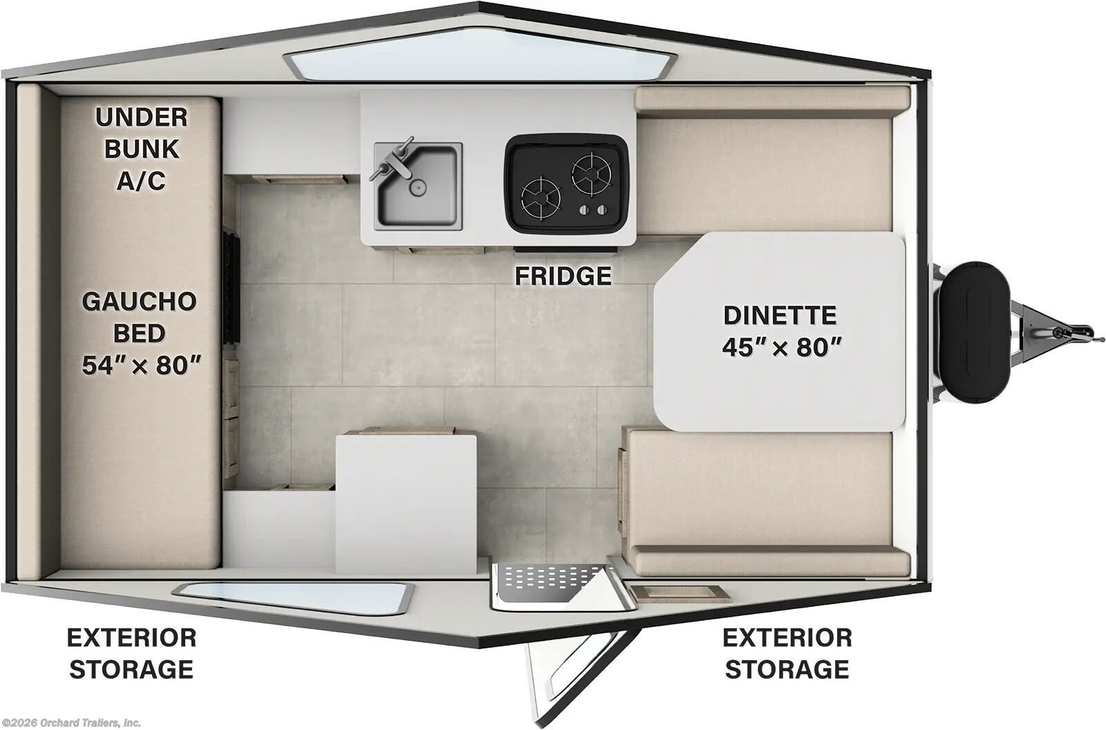 Floorplan of 2026 Forest River Rockwood Hard Side A121FD