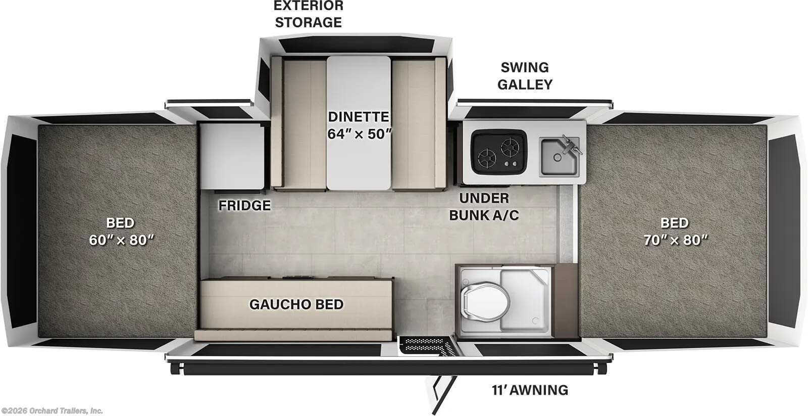 Floorplan of 2026 Forest River Rockwood Freedom 2380FT