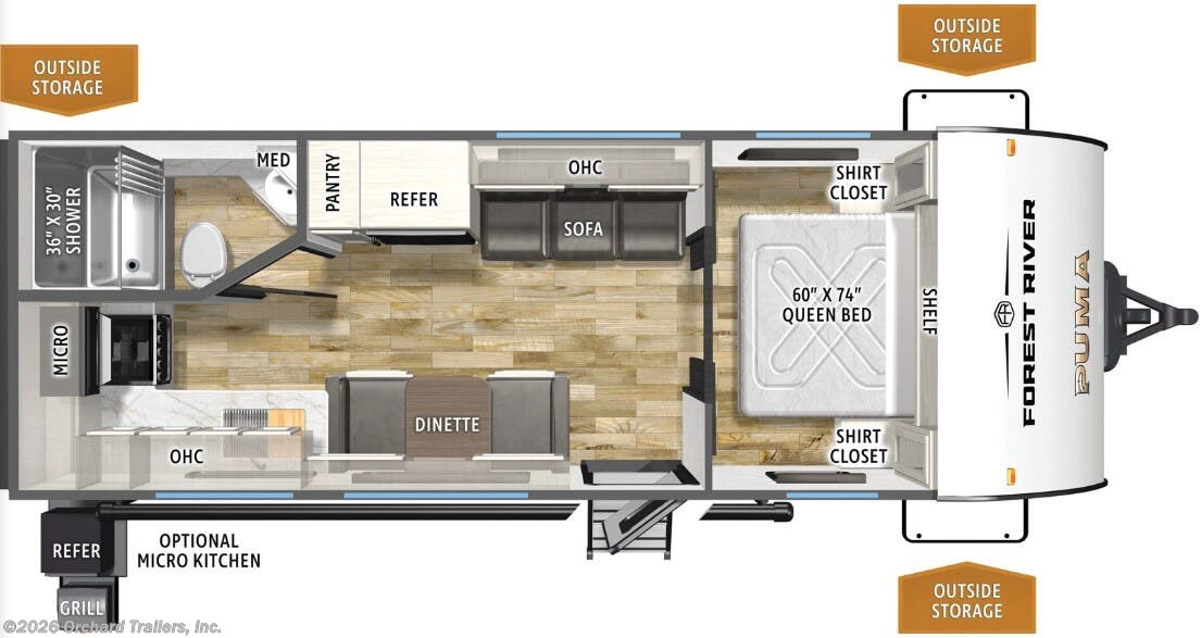 Floorplan of 2026 Forest River Puma Camping Edition 210RKCE