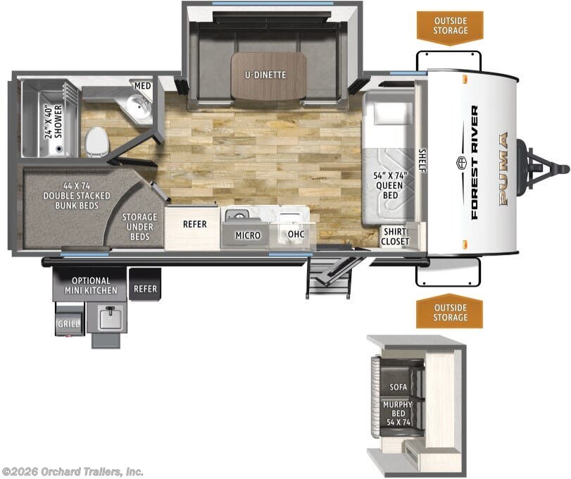 Floorplan of 2026 Forest River Puma Camping Edition 18BHCE