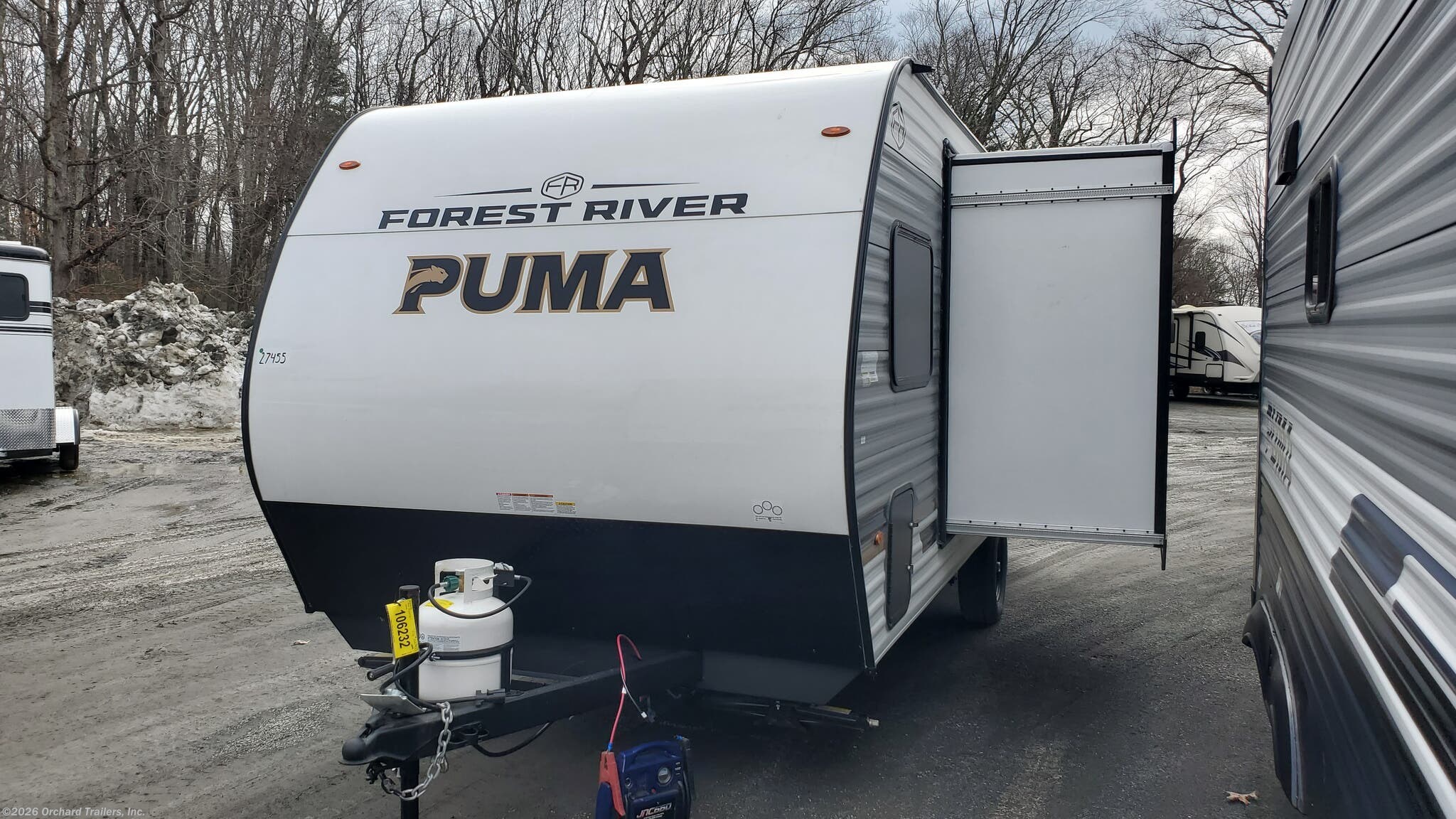 2026 Forest River Puma Camping Edition 18BHCE - New Travel Trailer For Sale by Orchard Trailers, Inc. in Whately, Massachusetts features Pleated Shades, Water Heater, Microwave, Heat Pump, Thermofoil Countertops