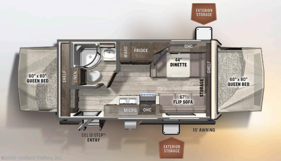 Floorplan of 2021 Forest River Rockwood Roo 19