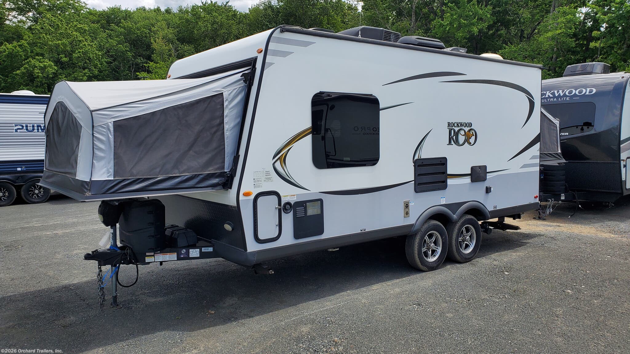 2021 Forest River Rockwood Roo 19 - Used Expandable Trailer For Sale by Orchard Trailers, Inc. in Whately, Massachusetts features Refrigerator, Enclosed Underbelly, Furnace, Solar Prep, Kitchen Sink