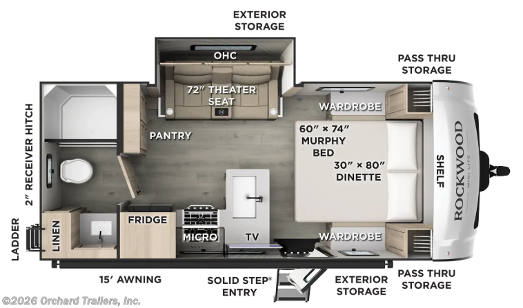 Floorplan of 2027 Forest River Rockwood Mini Lite 2108RB