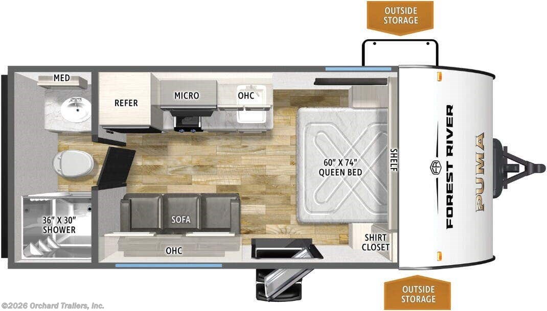 Floorplan of 2027 Forest River Puma Camping Edition 16QBCE