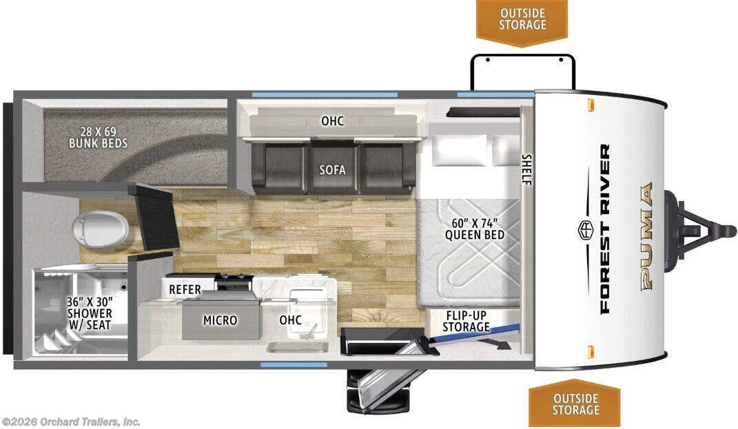 Floorplan of 2027 Forest River Puma Camping Edition 16BHCE