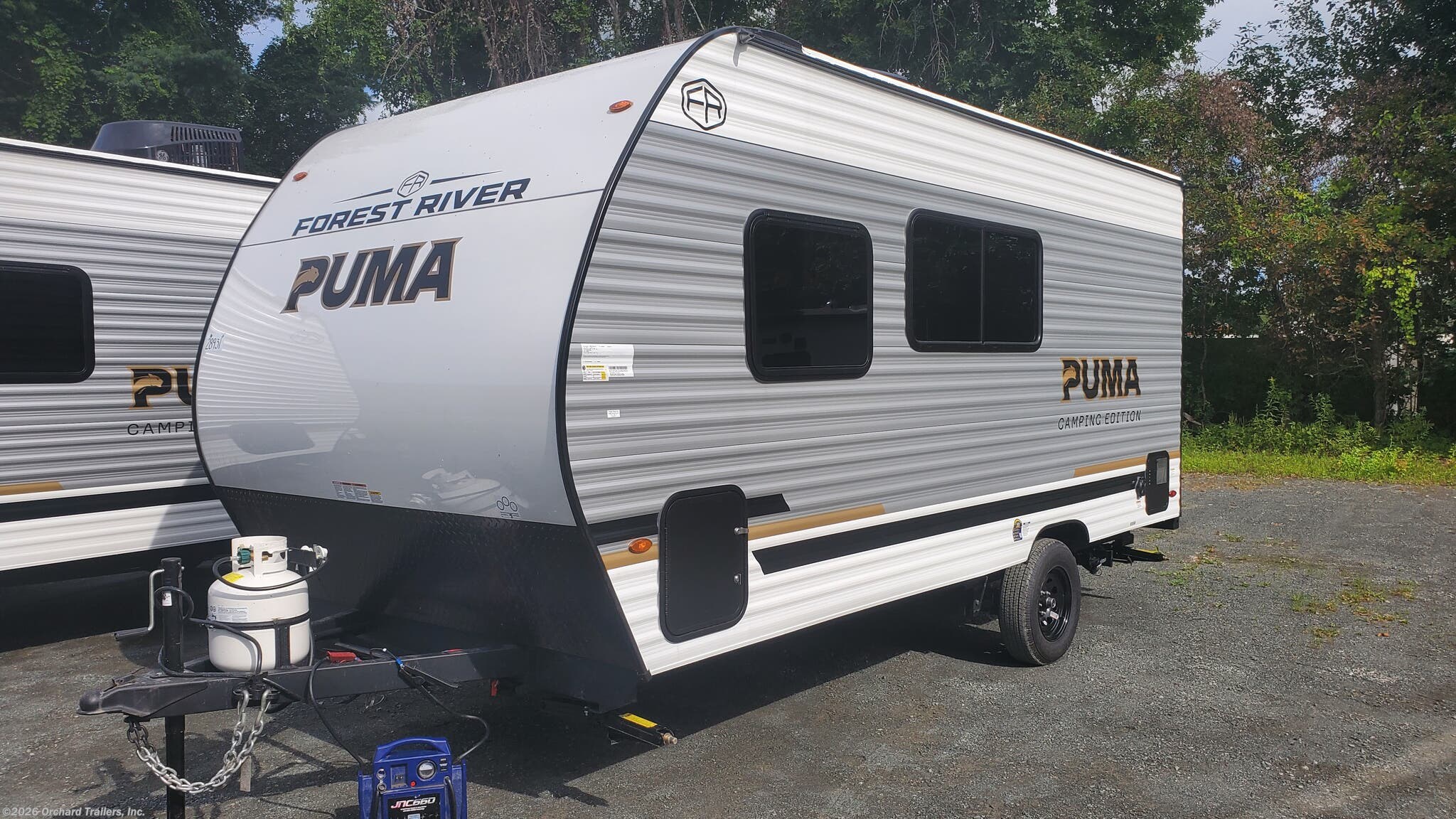 2027 Forest River Puma Camping Edition 16BHCE - New Travel Trailer For Sale by Orchard Trailers, Inc. in Whately, Massachusetts features Pleated Shades, Water Heater, Heat Pump, Microwave, Thermofoil Countertops