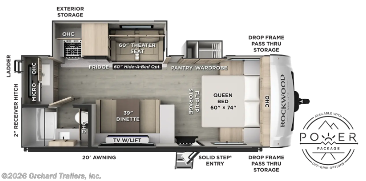 Floorplan of 2027 Forest River Rockwood Mini Lite 2522FB