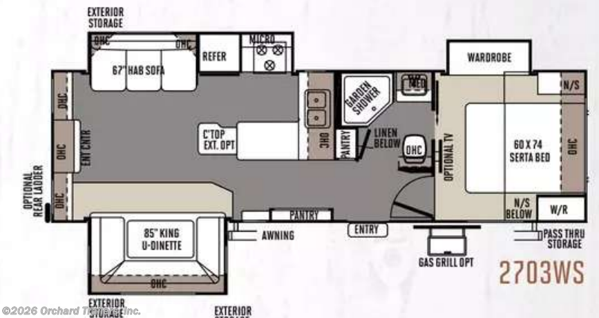Floorplan of 2013 Forest River Rockwood Ultra Lite 2703WS