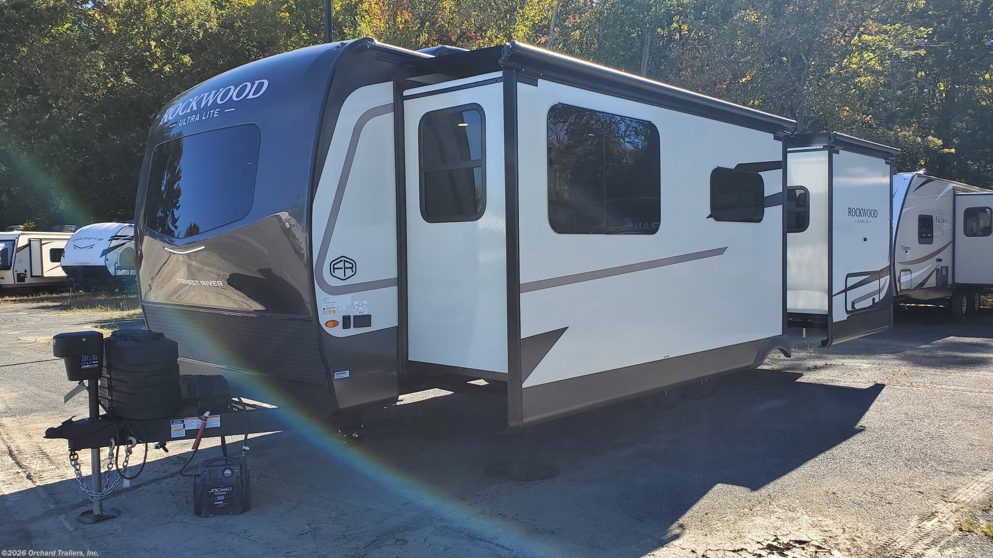 2027 Forest River Rockwood Ultra Lite 2608BS - New Travel Trailer For Sale by Orchard Trailers, Inc. in Whately, Massachusetts features Microwave, Slideout, Furnace, Fireplace, TV