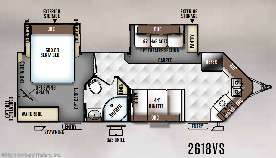 Floorplan of 2018 Forest River Rockwood Ultra V 2618VS