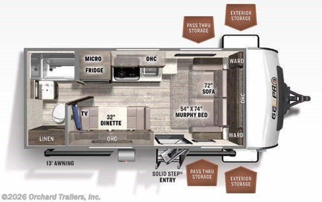 Floorplan of 2022 Forest River Rockwood Geo Pro 19FD