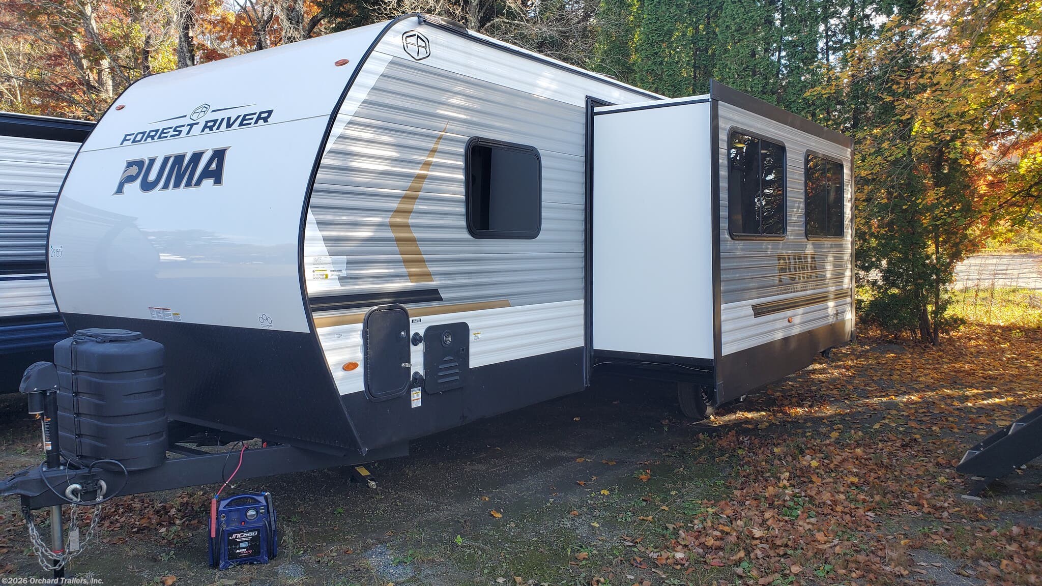 2027 Forest River Puma Camping Edition 304BHCE - New Travel Trailer For Sale by Orchard Trailers, Inc. in Whately, Massachusetts features Heat Pump, Thermofoil Countertops, Black Tank Flush, Microwave, Water Heater