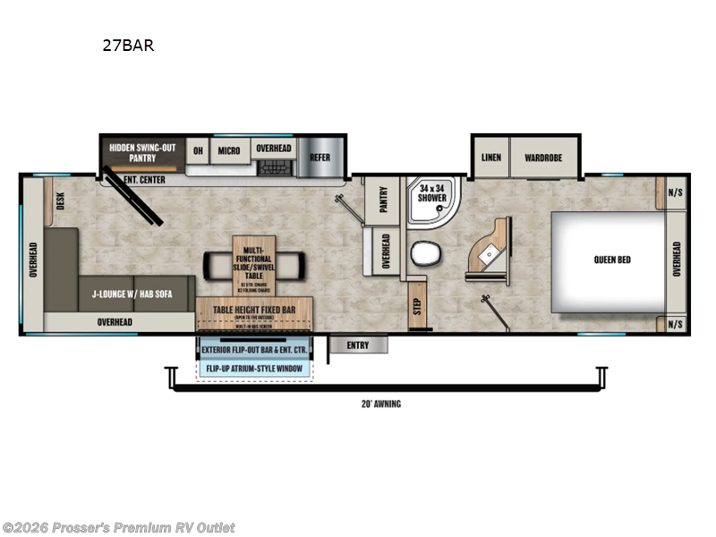 2026 Coachmen Chaparral Lite 27BAR - New Fifth Wheel For Sale by Prosser's Premium RV Outlet in Sturtevant, Wisconsin features Slideout