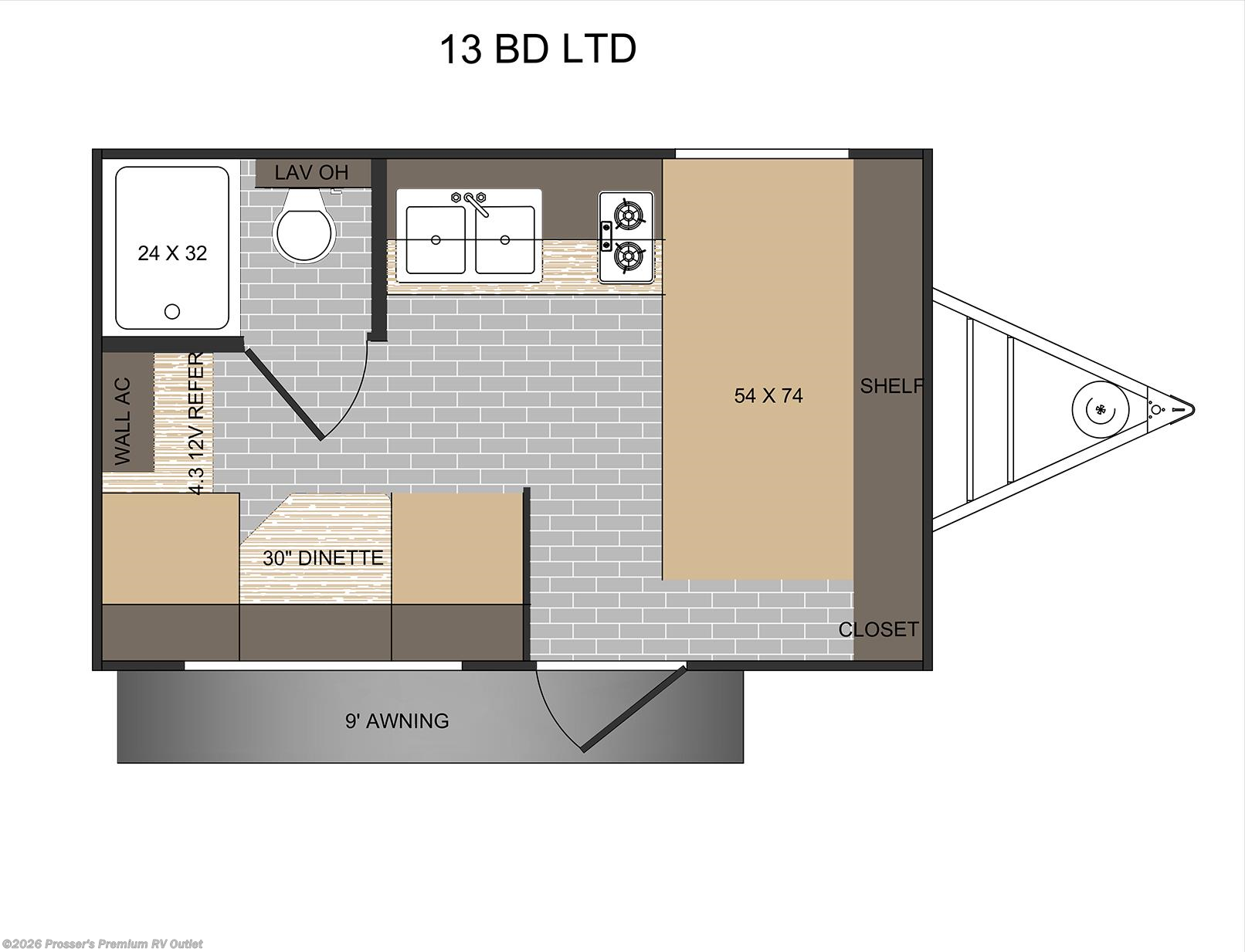 Floorplan of 2026 Sunset Park RV Sun Lite LTD 13BD