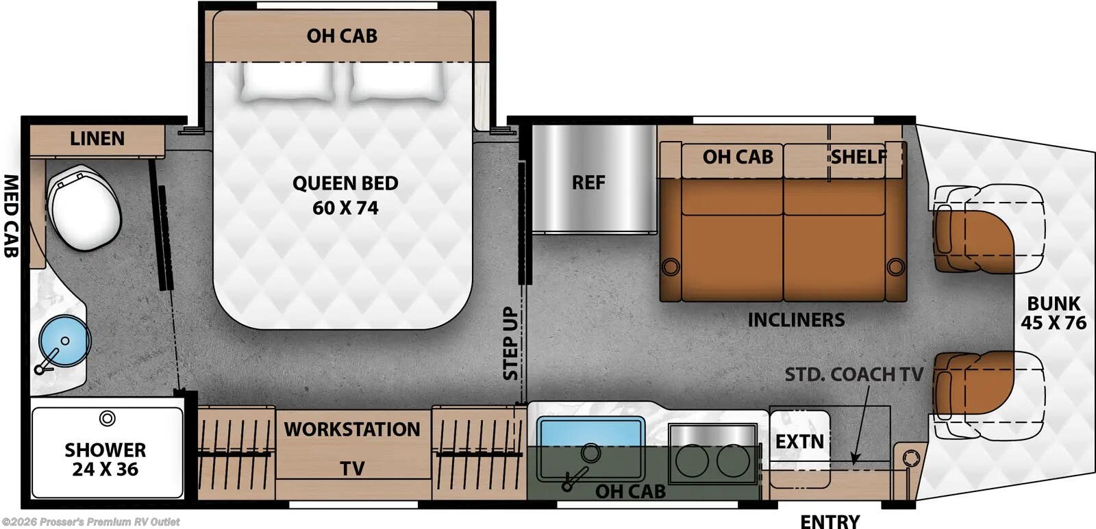Floorplan of 2026 Coachmen Prism Elite 26RB