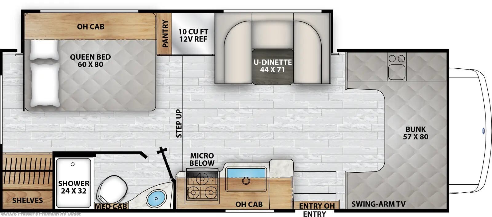 Floorplan of 2026 Coachmen Freelander 23FS (Chevy 3500)