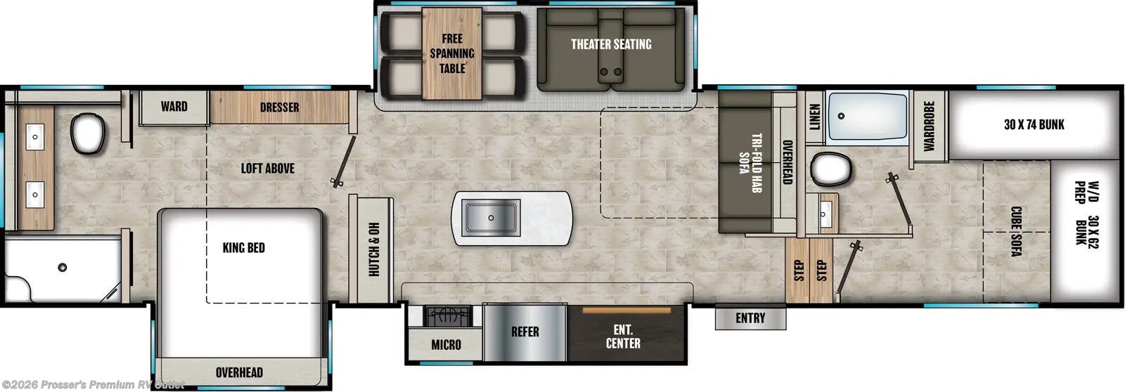 Floorplan of 2026 Coachmen Chaparral 375BAF