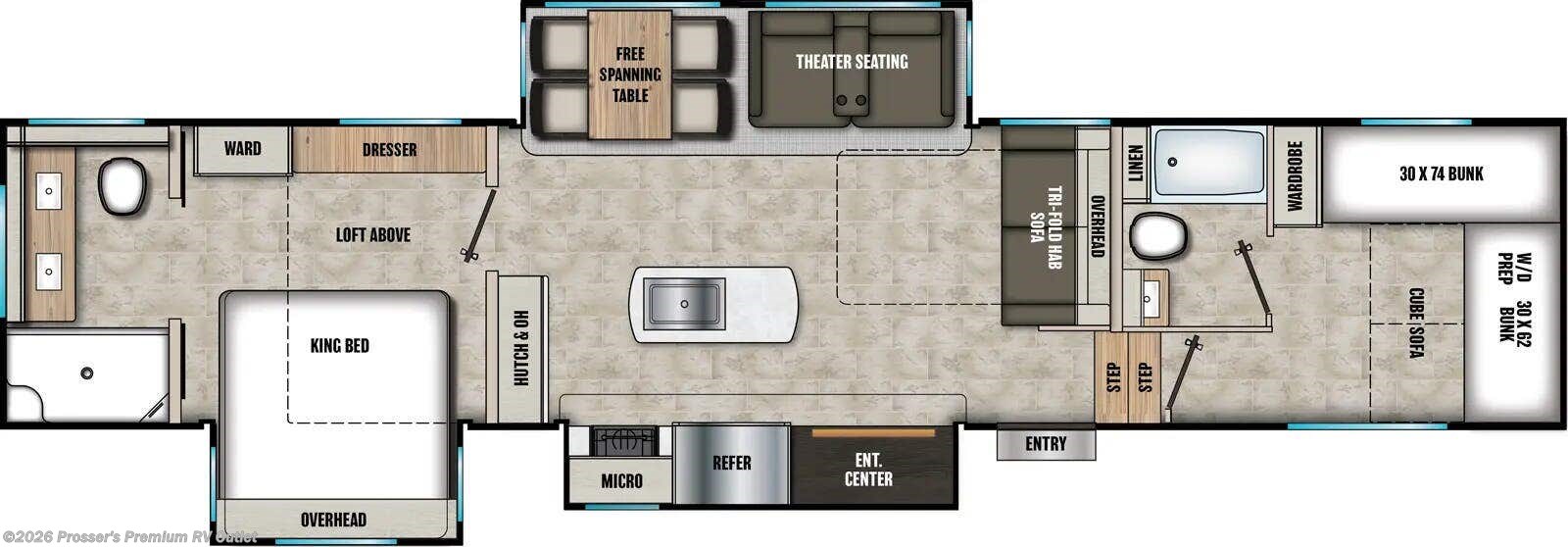 Floorplan of 2026 Coachmen Chaparral 375BAF