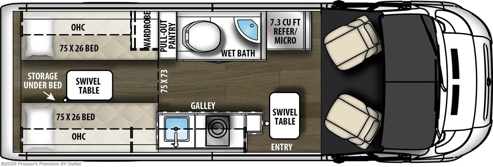 Floorplan of 2026 Coachmen Nova 20D