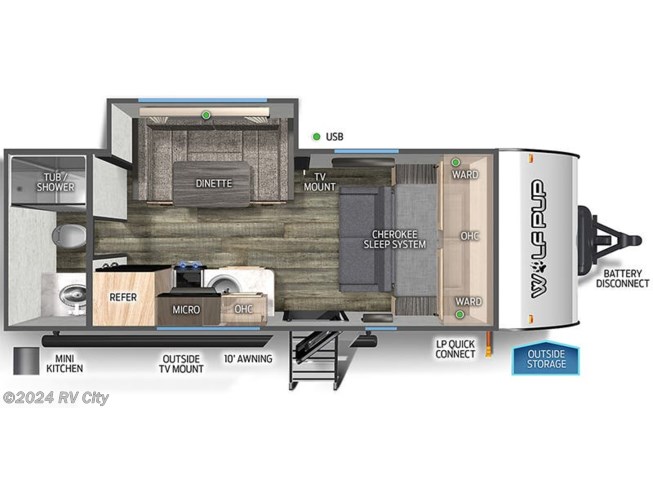 2023 Forest River Cherokee Wolf Pup 16CW floorplan image
