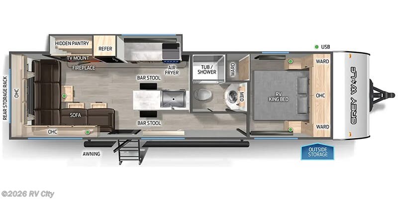 Floorplan of 2025 Forest River Cherokee Grey Wolf 27LH