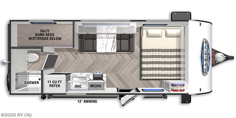 Floorplan of 2022 Forest River Salem FSX 177BHX