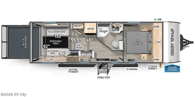 Floorplan of 2025 Forest River Cherokee Grey Wolf 22RR