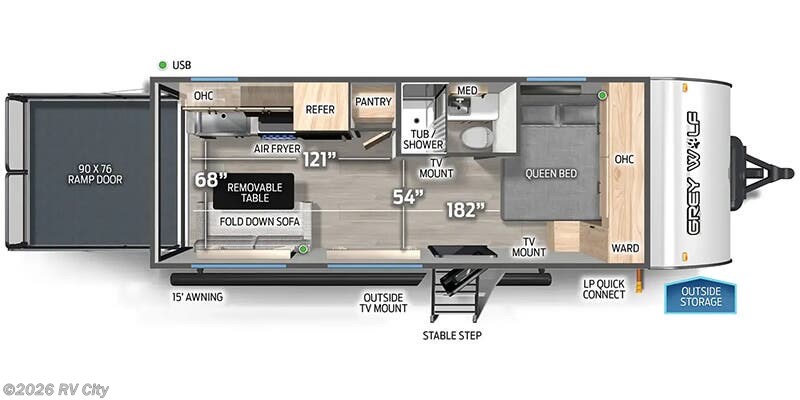 Floorplan of 2025 Forest River Cherokee Grey Wolf 18RR