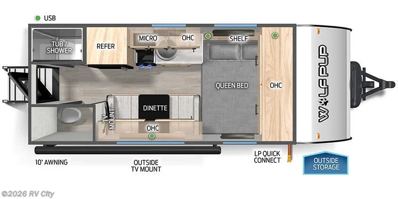 Floorplan of 2026 Forest River Cherokee Wolf Pup 14CCW