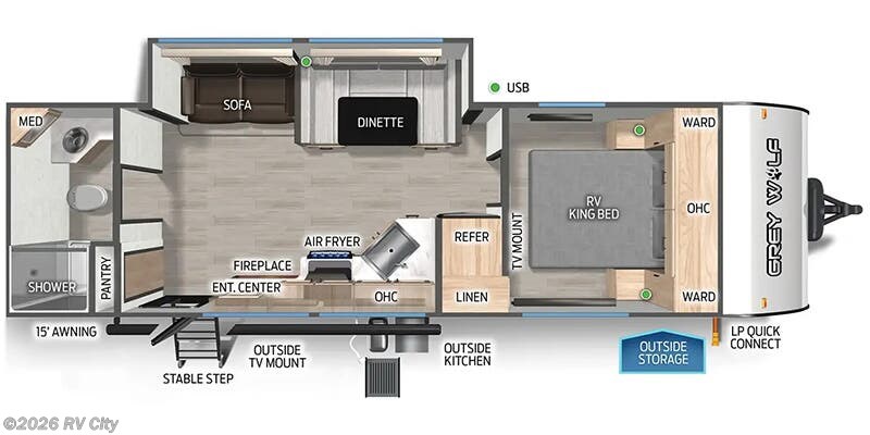 Floorplan of 2026 Forest River Cherokee Grey Wolf 26LK