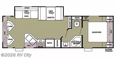 Floorplan of 2012 Forest River Cherokee Grey Wolf 26RL