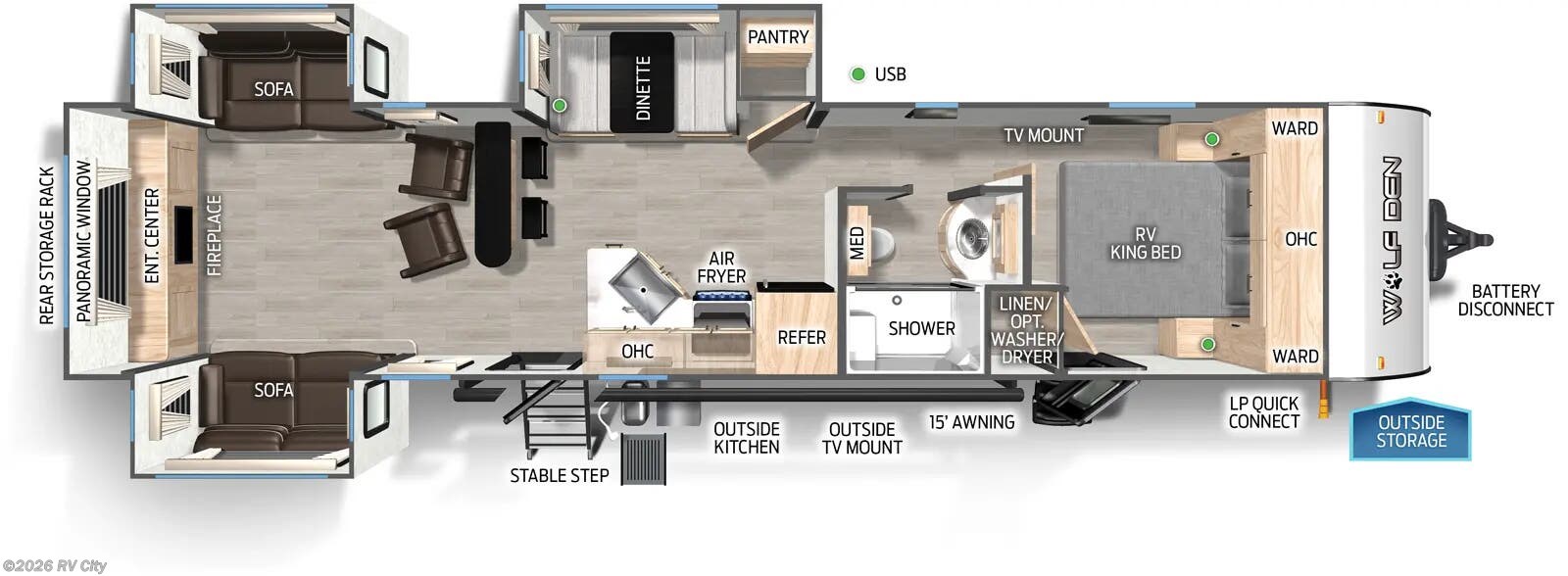 Floorplan of 2026 Forest River Cherokee Wolf Den 306MM