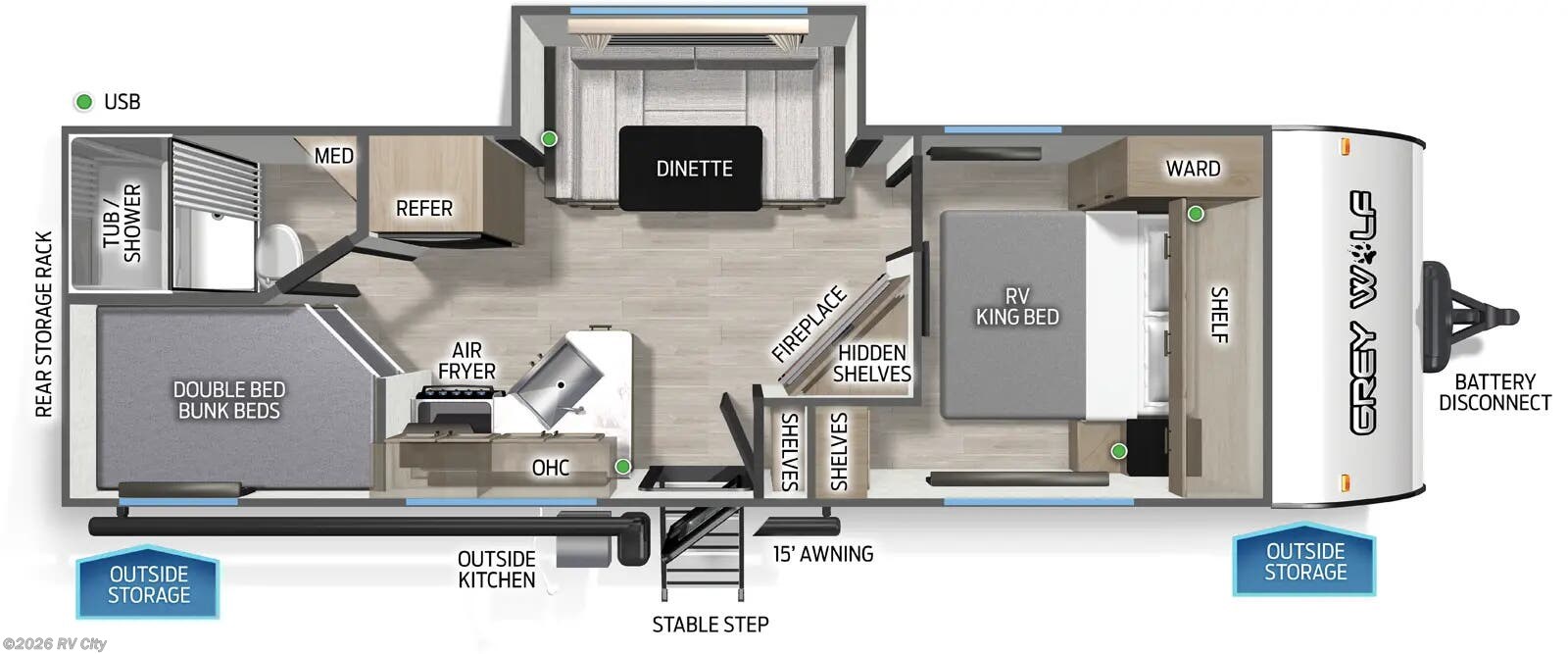 Floorplan of 2026 Forest River Cherokee Grey Wolf 23MS