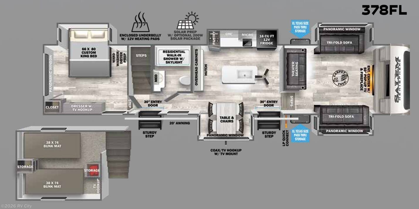 Floorplan of 2023 Forest River Salem Hemisphere 378FL
