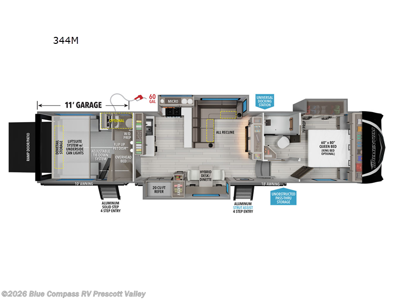 2025 Grand Design Momentum M-Class 344M - New Toy Hauler For Sale by Blue Compass RV Prescott Valley in Prescott Valley, Arizona features Slideout