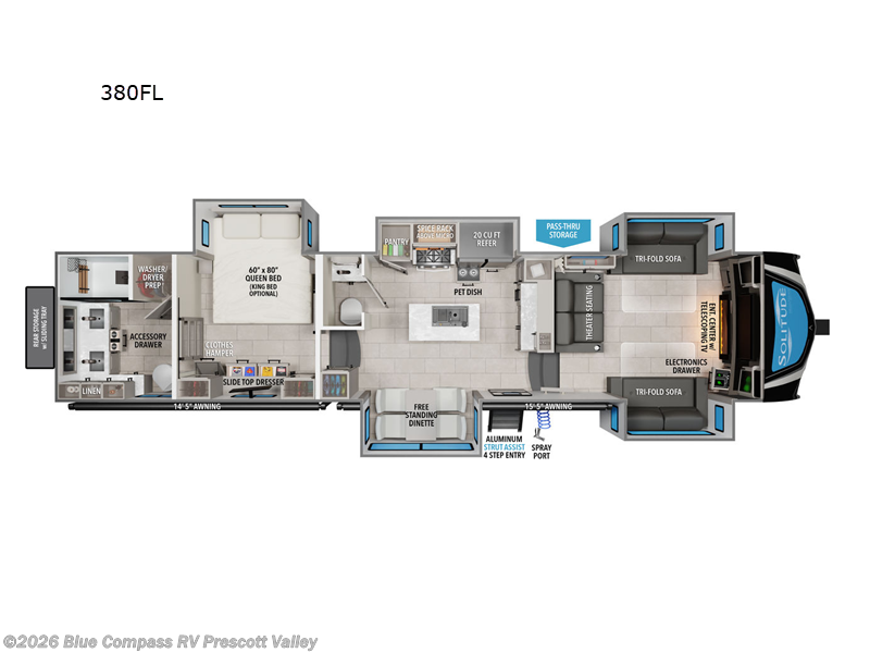 2026 Grand Design Solitude 380FL - New Fifth Wheel For Sale by Blue Compass RV Prescott Valley in Prescott Valley, Arizona features Slideout