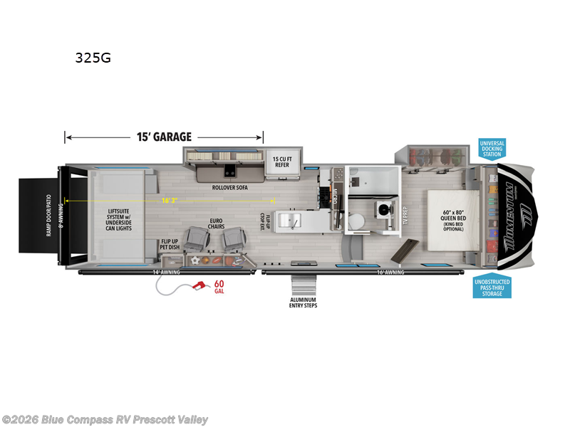 2026 Grand Design Momentum G-Class 325G - New Toy Hauler For Sale by Blue Compass RV Prescott Valley in Prescott Valley, Arizona features Slideout