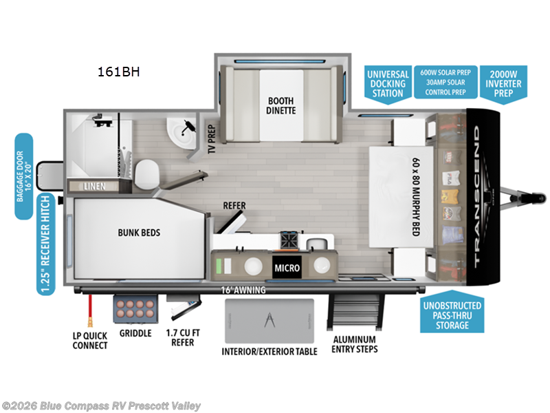 2026 Grand Design Transcend One 161BH - New Travel Trailer For Sale by Blue Compass RV Prescott Valley in Prescott Valley, Arizona features Slideout