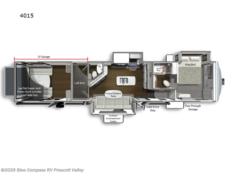 2023 Dutchmen Voltage 4015 - Used Toy Hauler For Sale by Blue Compass RV Prescott Valley in Prescott Valley, Arizona features Slideout