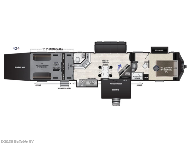 2018 Keystone Fuzion 424 - Used Toy Hauler For Sale by Reliable RV in Springfield, Missouri features Slideout