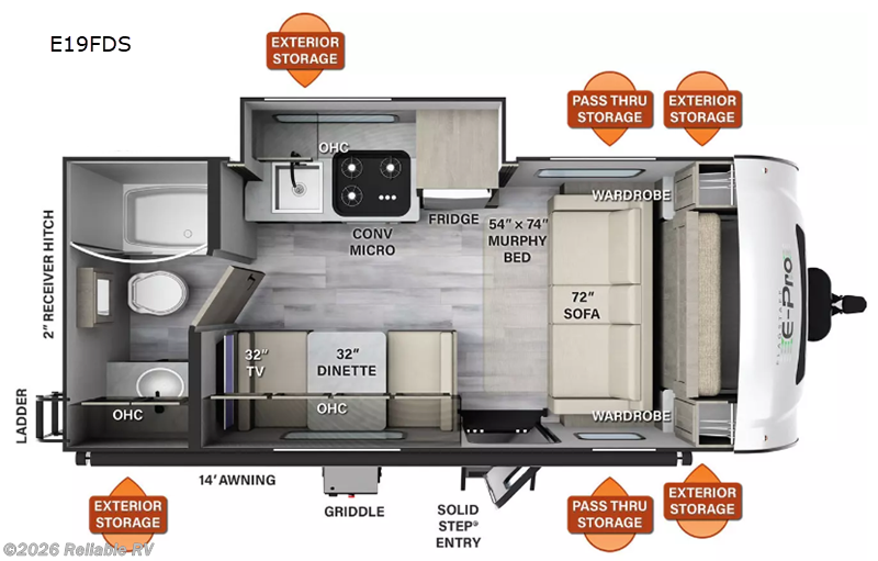 2023 Forest River Flagstaff E-Pro E19FDS - Used Travel Trailer For Sale by Reliable RV in Springfield, Missouri features Slideout