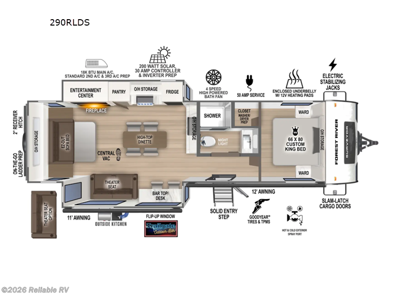 2026 Forest River Grand Surveyor 290RLDS - New Travel Trailer For Sale by Reliable RV in Springfield, Missouri features Slideout