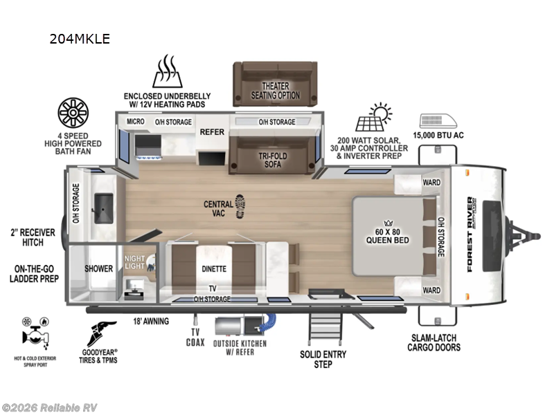 2026 Forest River Surveyor Legend 204MKLE - New Travel Trailer For Sale by Reliable RV in Springfield, Missouri features Slideout