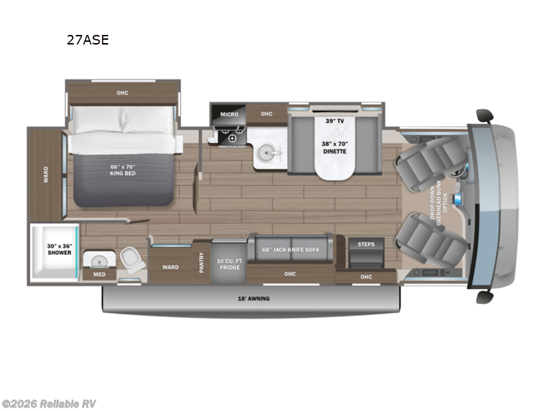 2025 Entegra Coach Vision SE 27ASE - New Class A For Sale by Reliable RV in Springfield, Missouri features Slideout