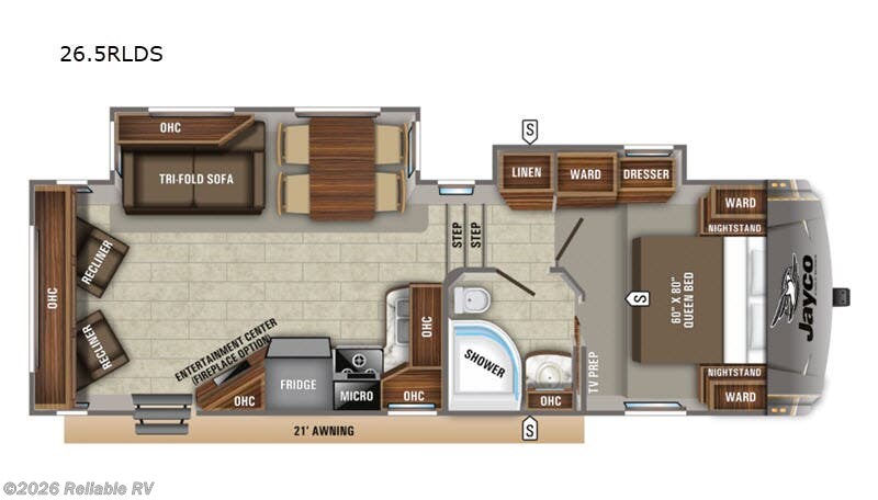 2019 Jayco Eagle HT 26.5RLDS - Used Fifth Wheel For Sale by Reliable RV in Springfield, Missouri features Slideout