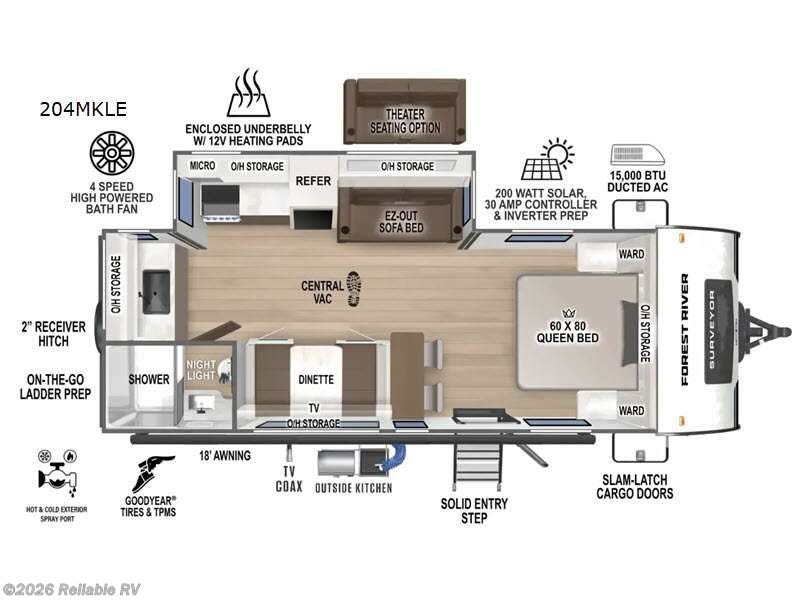 2027 Forest River Surveyor Legend 204MKLE - New Travel Trailer For Sale by Reliable RV in Springfield, Missouri features Slideout