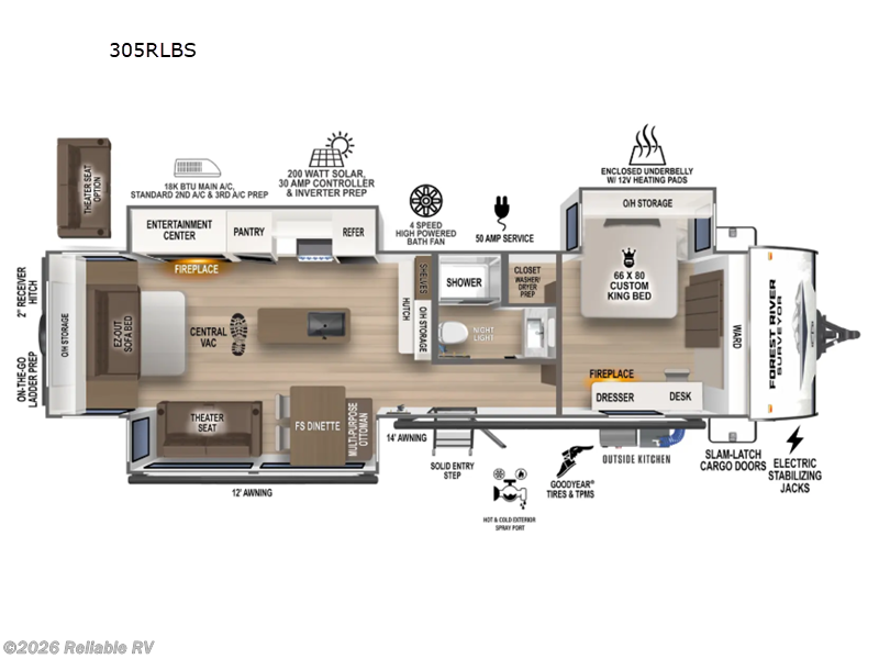 2027 Forest River Grand Surveyor 305RLBS - New Travel Trailer For Sale by Reliable RV in Springfield, Missouri features Slideout