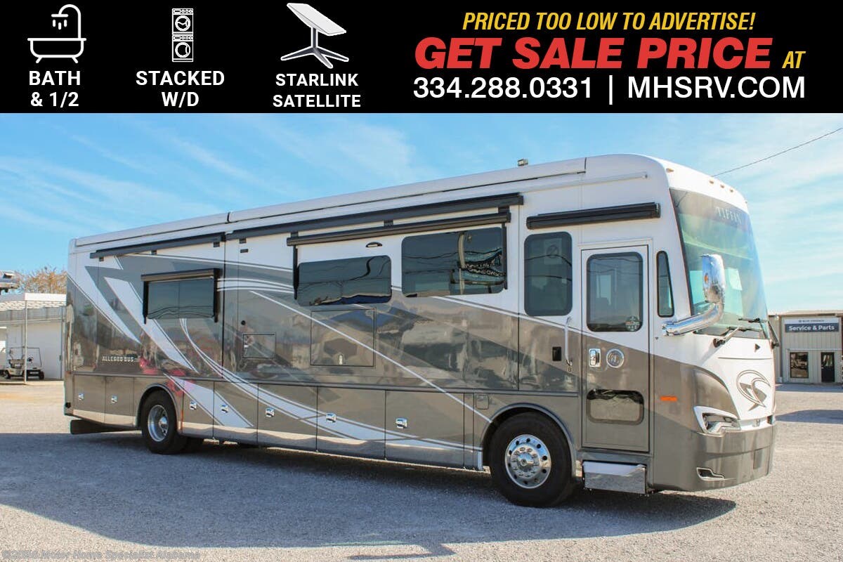 2026 Tiffin Allegro Bus 40 IP Bath &amp; 1/2 RV W/ Stack. W/D, Starlink, Solar, King Bed, Theater Seating &amp; More