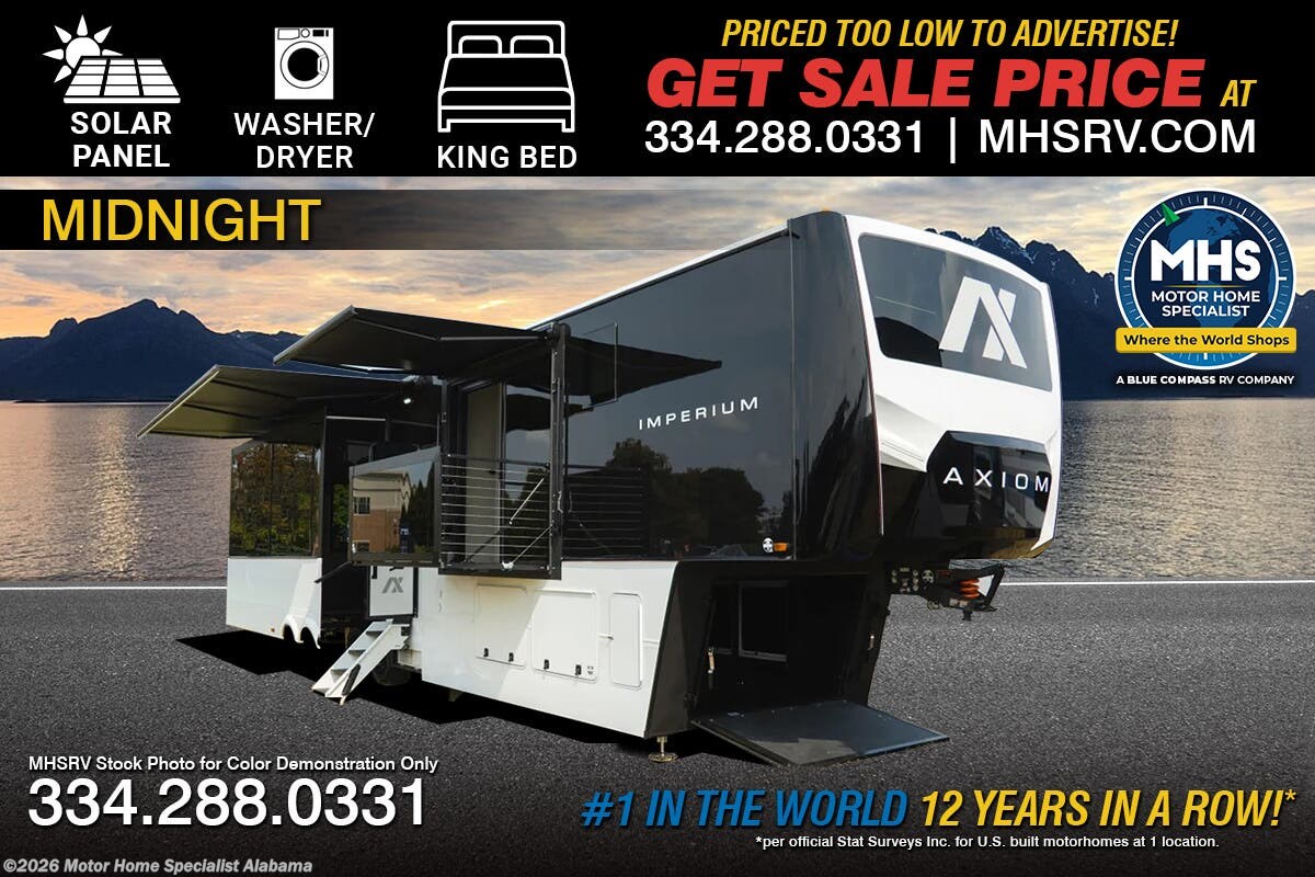 2026 Axiom Imperium I2900RK 5th Wheel W/ Solar, W/D, King Bed